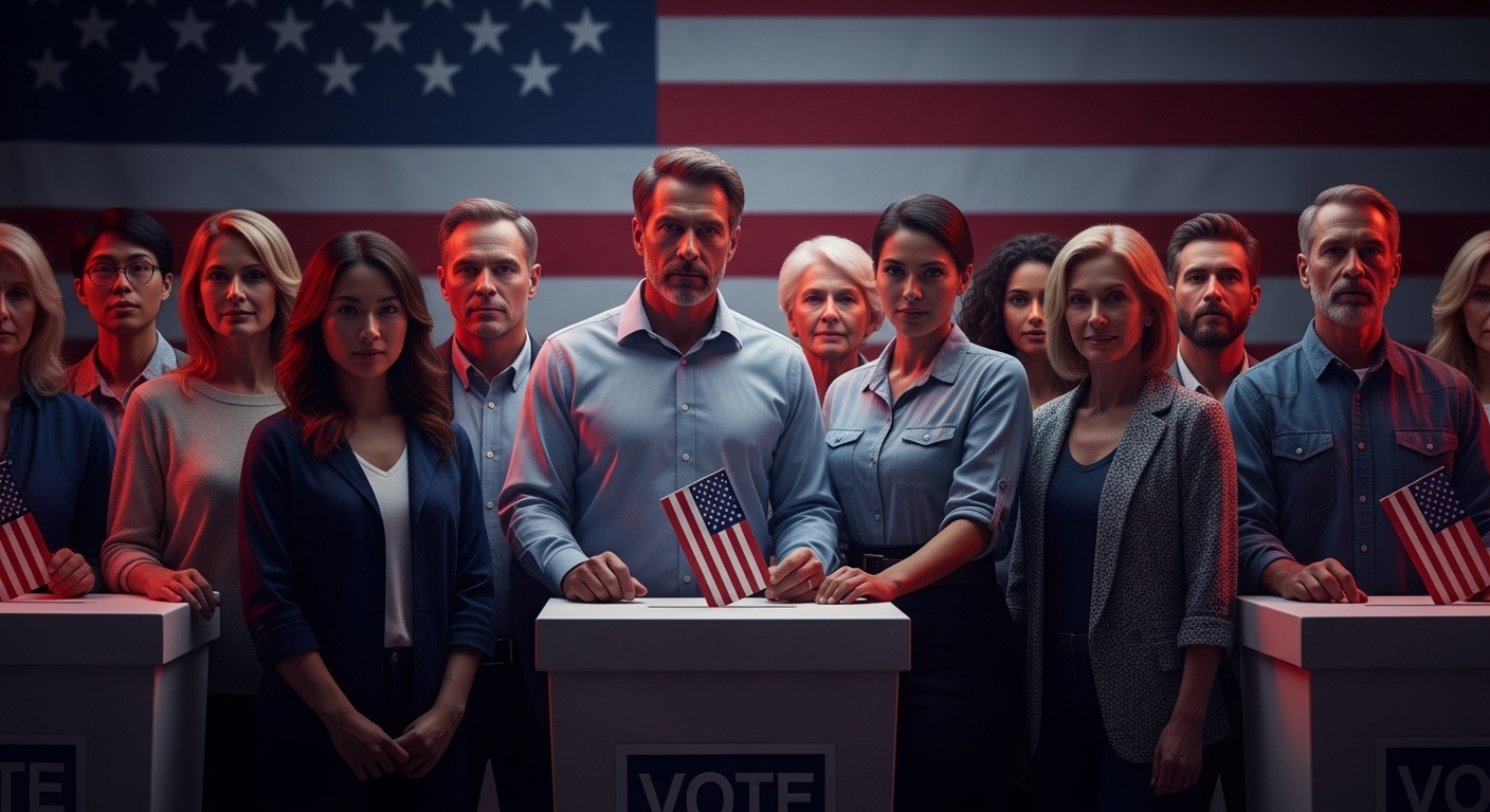 American freedom and conservative values - diverse voters united for democracy